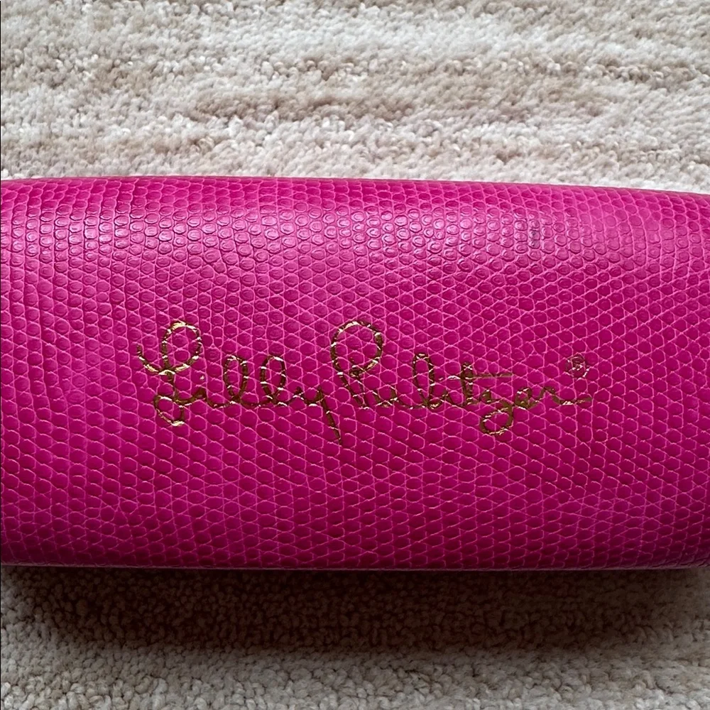 Lilly Pulitzer Hot PINK Fuchsia Clamshell Eyeglass Case Hardcase Snake Reptile